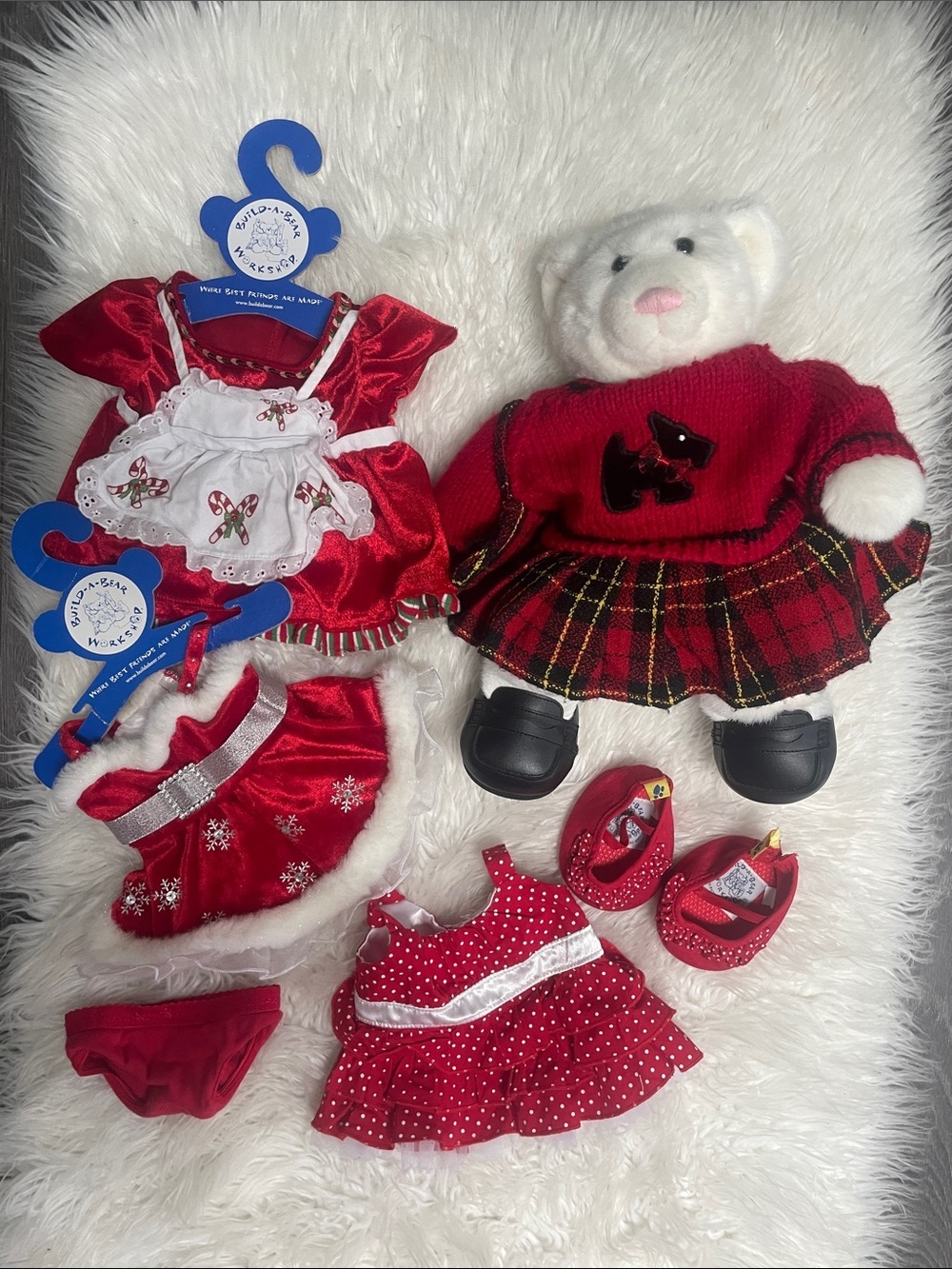 Build A Bear 10" White Bear Plush Retired and accessories / outfits
